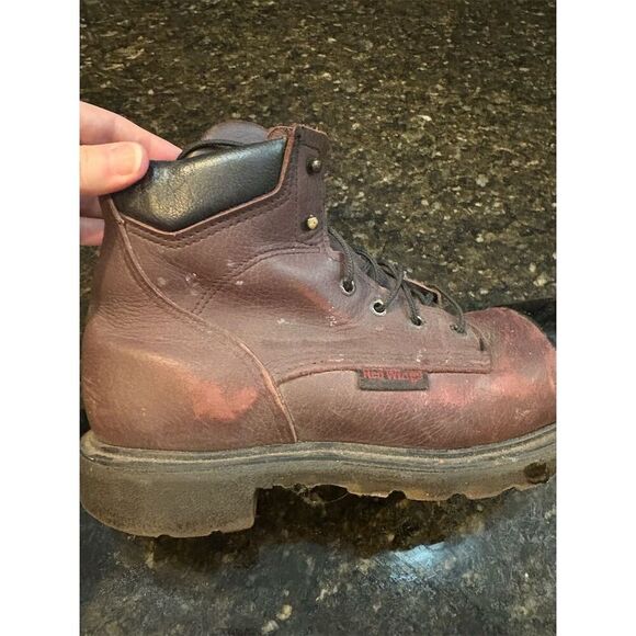 Red Wing Men's Brown Leather Combat Work Boots Size 9 Lace-Up Durable - Picture 8 of 13
